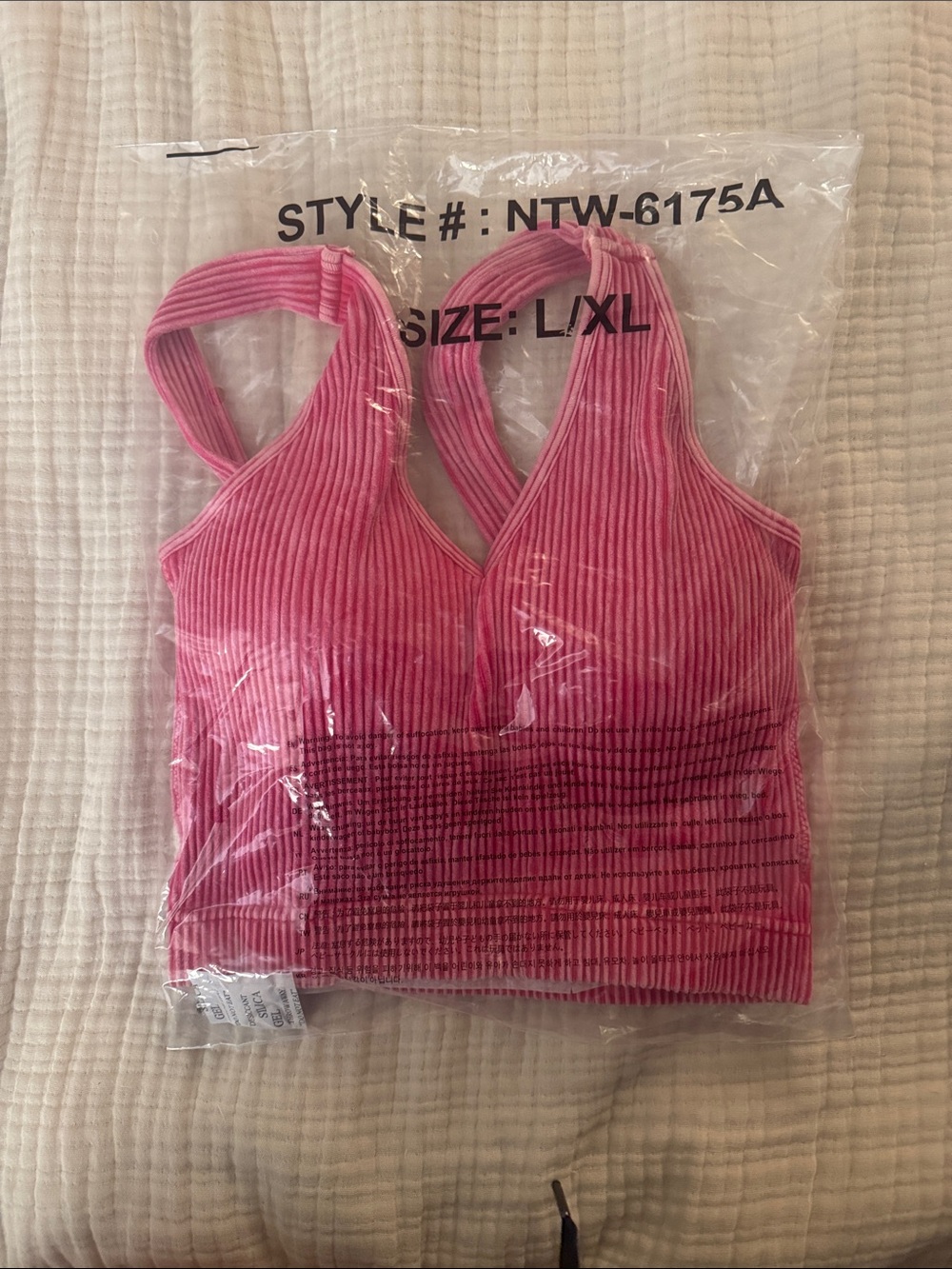 Zenana Pink Ribbed V-Neck Brami - L/XL